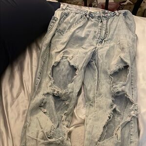 Vanilla Star Distressed Light Wash Denim Jeans “Barrel fit”